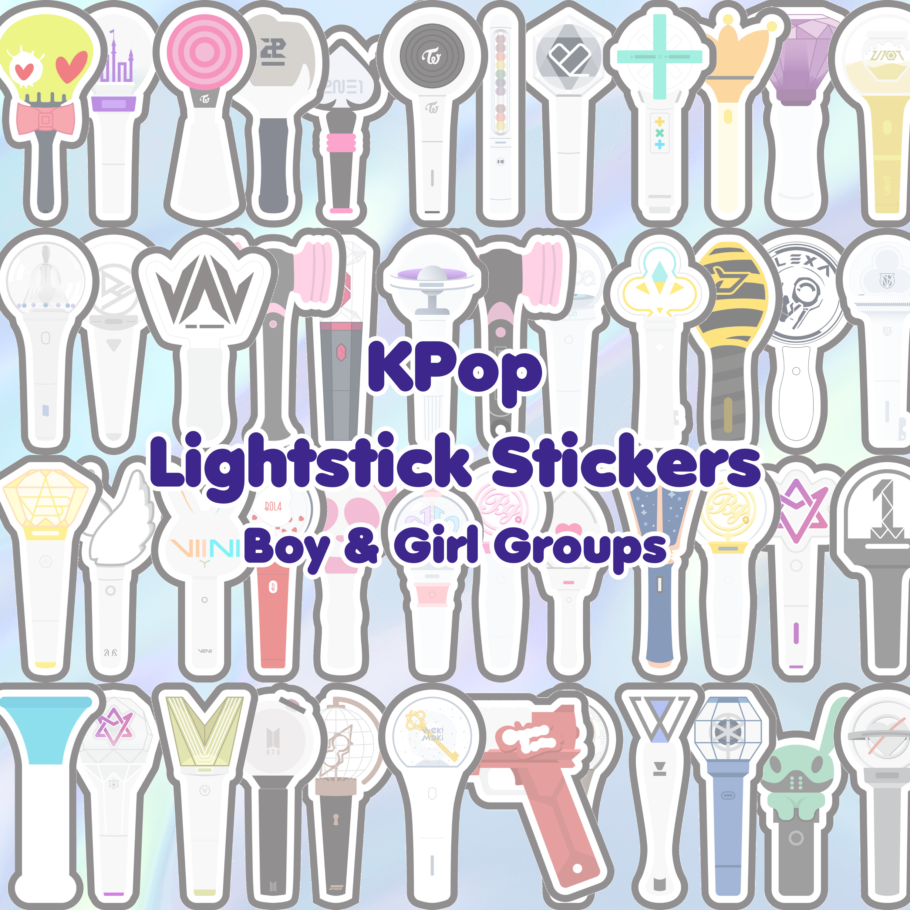 K-Pop Lightstick Stickers BTS Blackpink Twice LOONA ATEEZ Stray