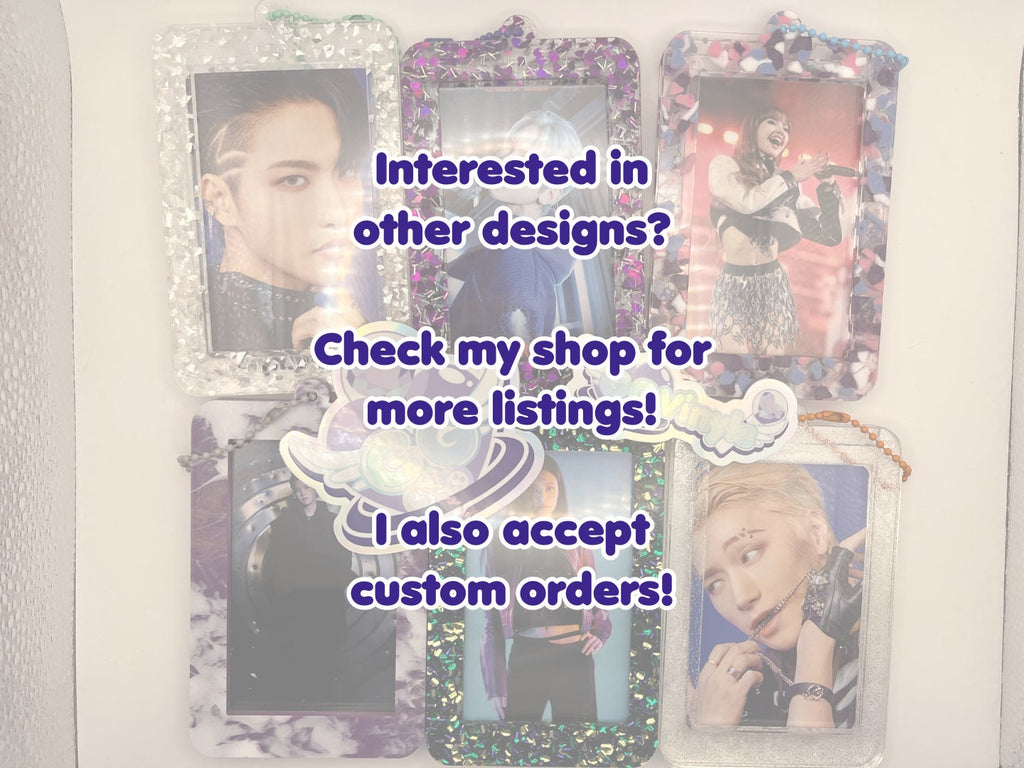 Handmade Acrylic Photocard Keychain PC Frame Holder Holographic Hearts Clear K-Pop Photocards Instax Polaroids ID Case