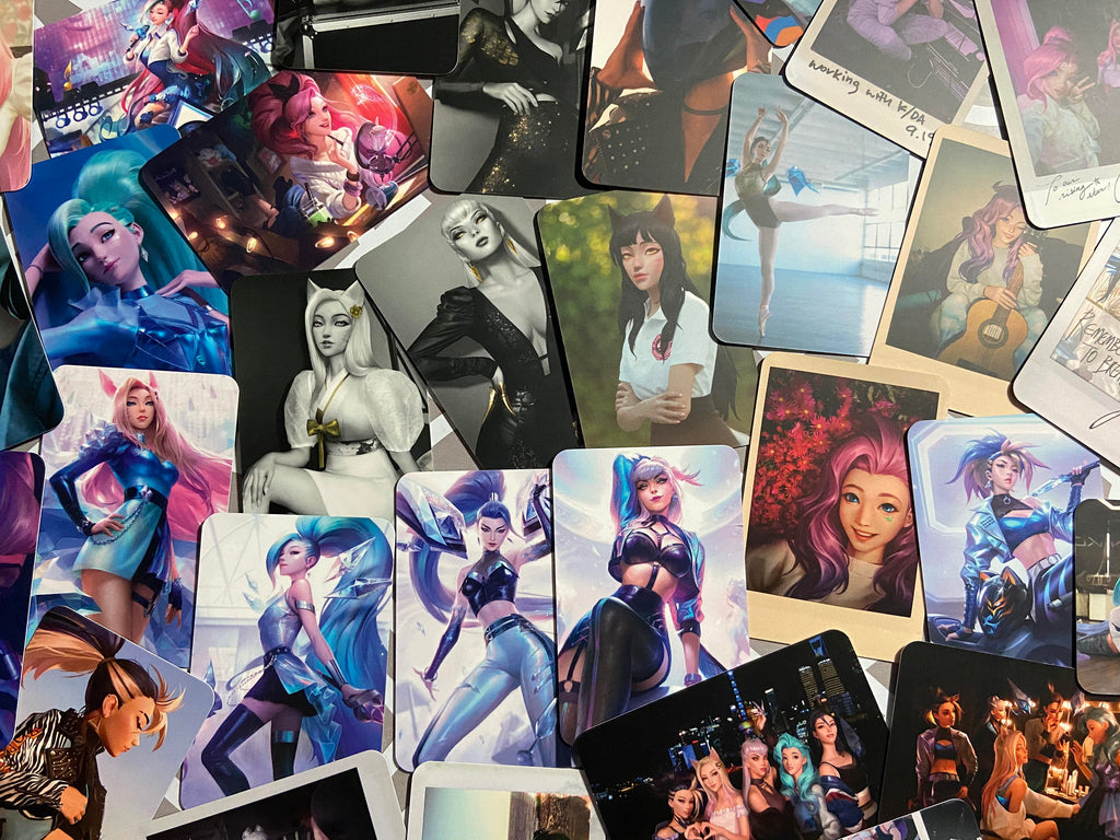 K/DA Mini Prints K-Pop Photocards Akali Evelynn Ahri Kai&#39;Sa Seraphine Polaroids Matte Cards