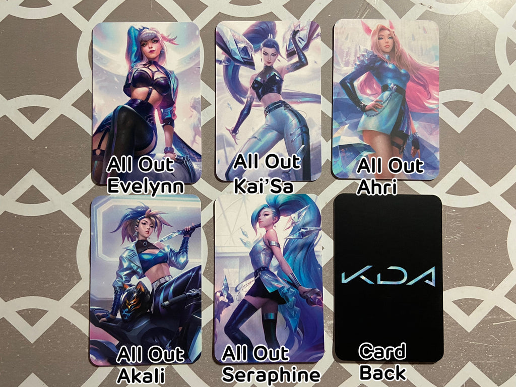 K/DA Mini Prints K-Pop Photocards Akali Evelynn Ahri Kai&#39;Sa Seraphine Polaroids Matte Cards