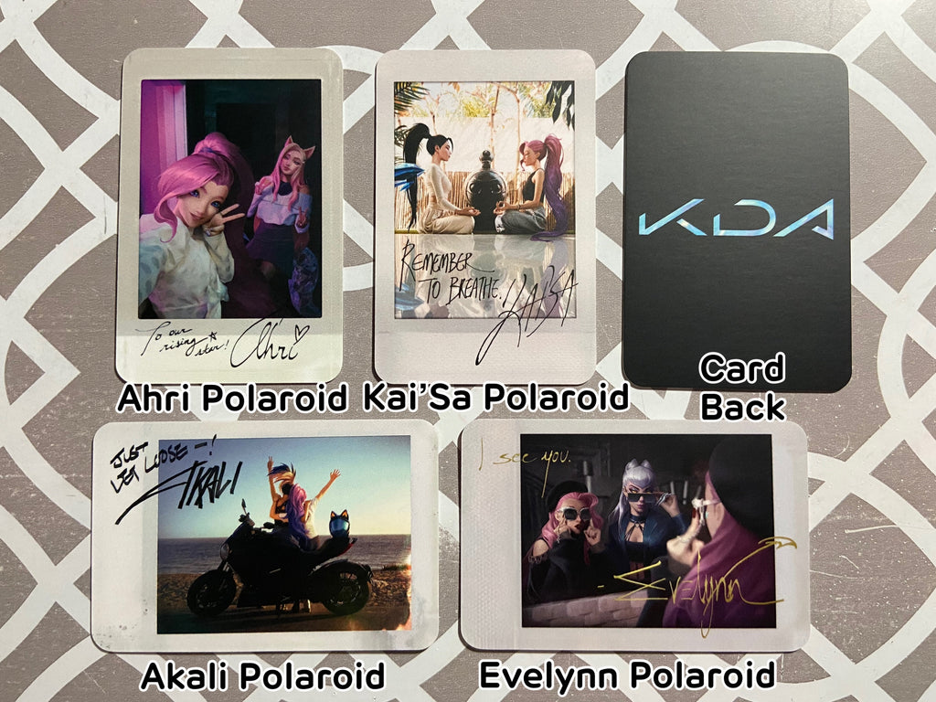 K/DA Mini Prints K-Pop Photocards Akali Evelynn Ahri Kai&#39;Sa Seraphine Polaroids Matte Cards