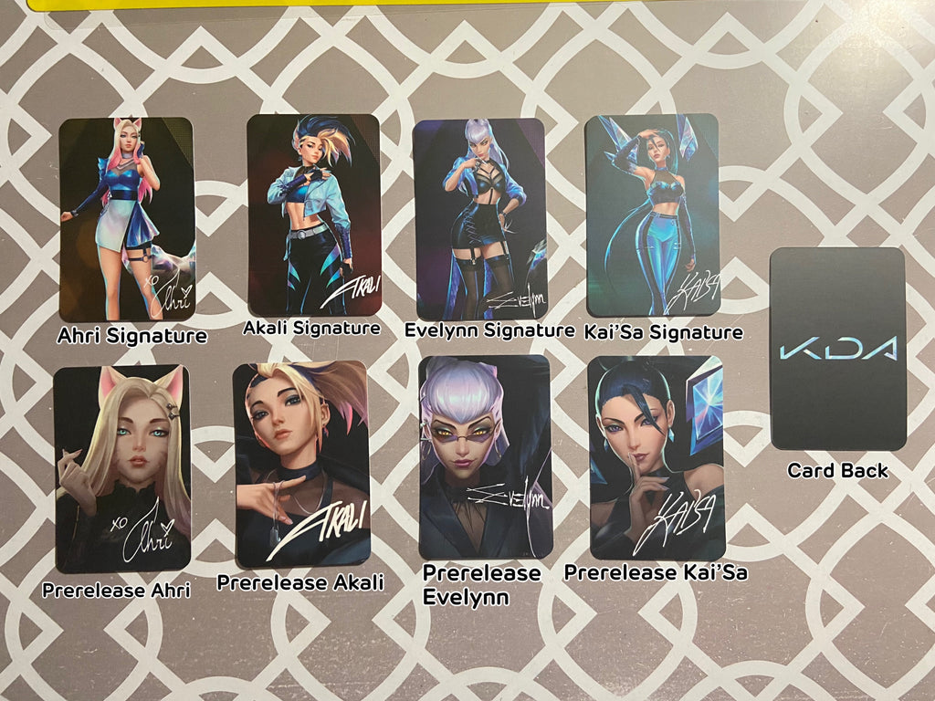 K/DA Mini Print Photocards for Ahri, Akali, Evelynn, Kai&#39;Sa, Seraphine, from Drum Go Dum, More, I&#39;ll Show You, Villain Promotional Pictures