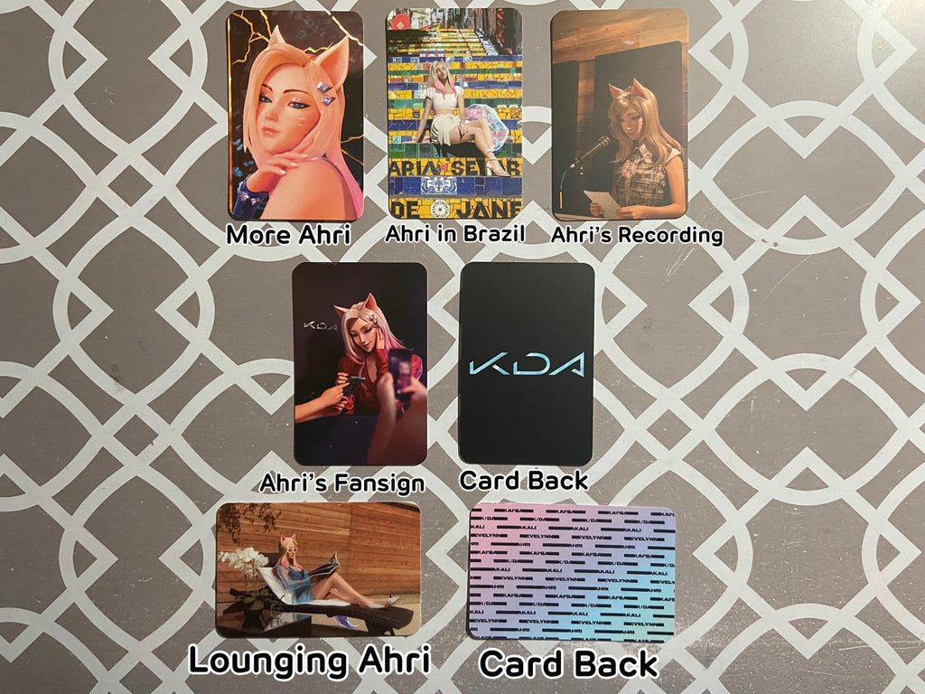 K/DA Mini Print Photocards for Ahri, Akali, Evelynn, Kai&#39;Sa, Seraphine, from Drum Go Dum, More, I&#39;ll Show You, Villain Promotional Pictures