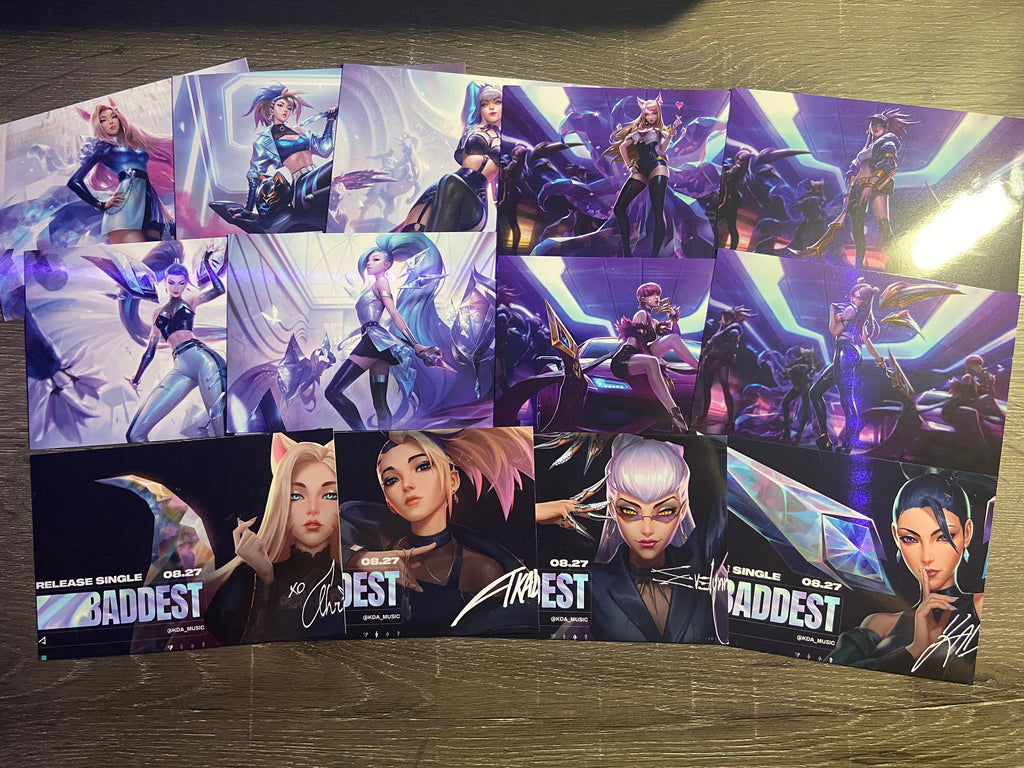 K/DA Mini Print Postcards for Ahri Akali Evelynn Kai'Sa Seraphine All Out The Baddest Pop/Stars K-Pop