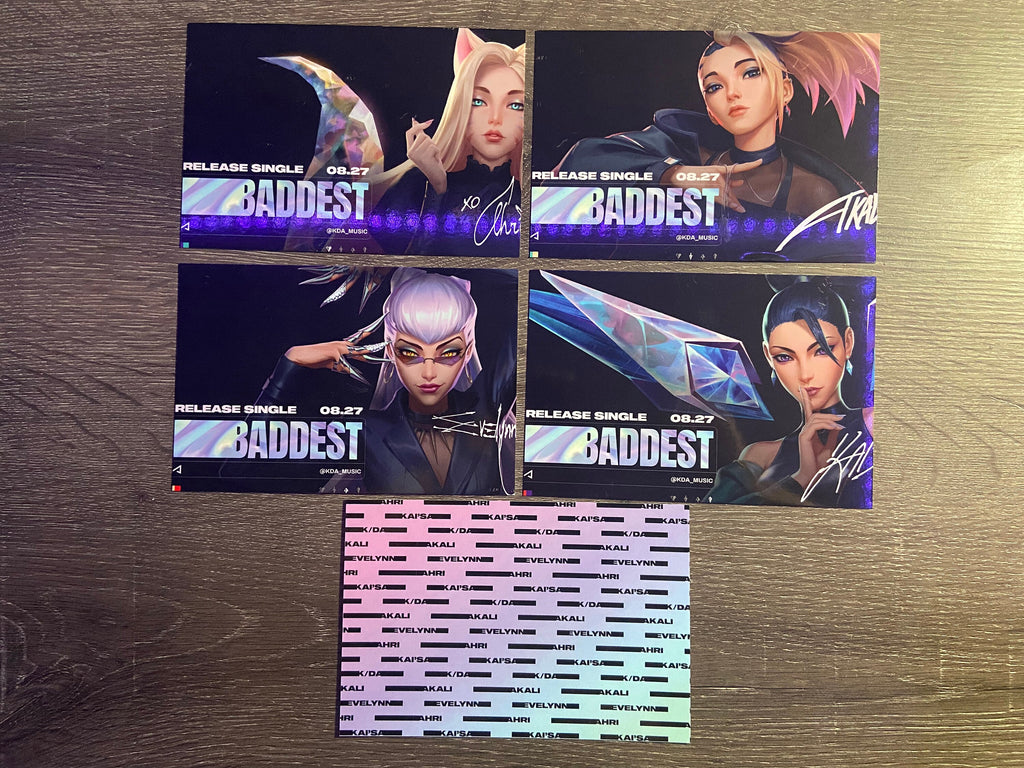 K/DA Mini Print Postcards for Ahri Akali Evelynn Kai'Sa Seraphine All Out The Baddest Pop/Stars K-Pop