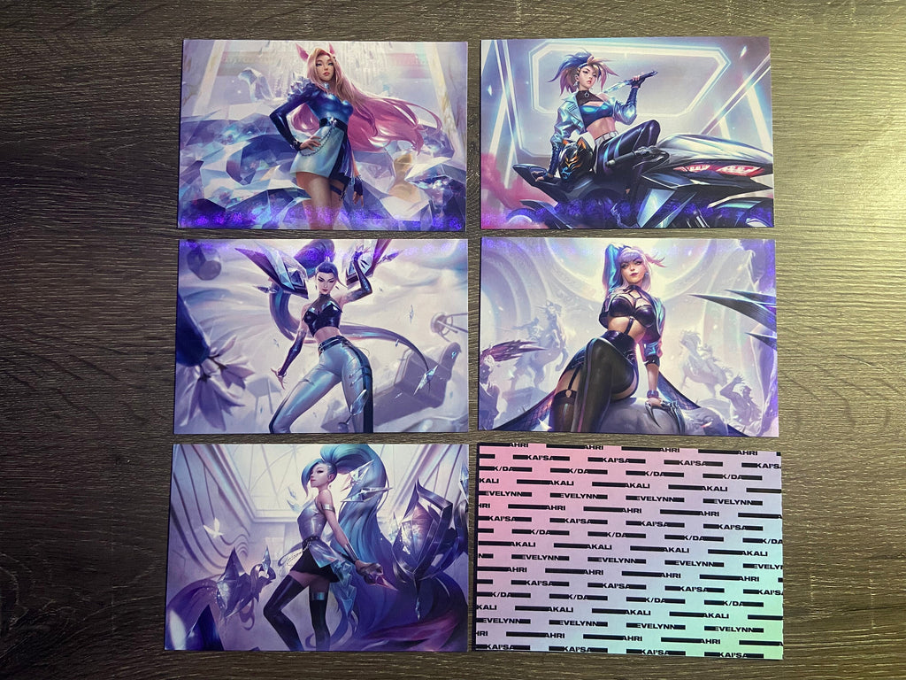 K/DA Mini Print Postcards for Ahri Akali Evelynn Kai'Sa Seraphine All Out The Baddest Pop/Stars K-Pop