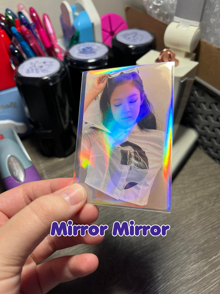 50 Holographic Card Sleeves for K-Pop Photocards Hearts Shatter Mirror Stars Acid Free Collection Collect Book Cute