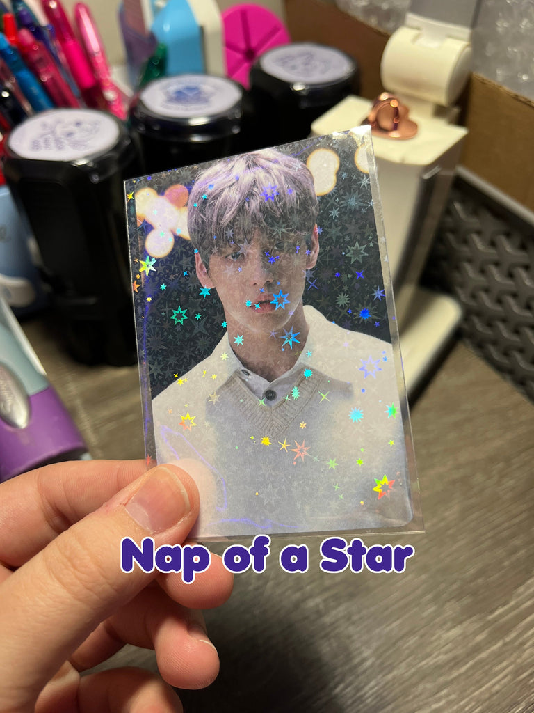 50 Holographic Card Sleeves for K-Pop Photocards Hearts Shatter Mirror Stars Acid Free Collection Collect Book Cute