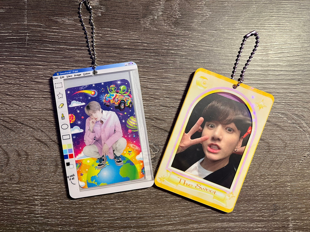 Acrylic Photocard Keychain Frame Holder Love Paint Sakura Card K-Pop Photocards Instax Polaroids ID Case