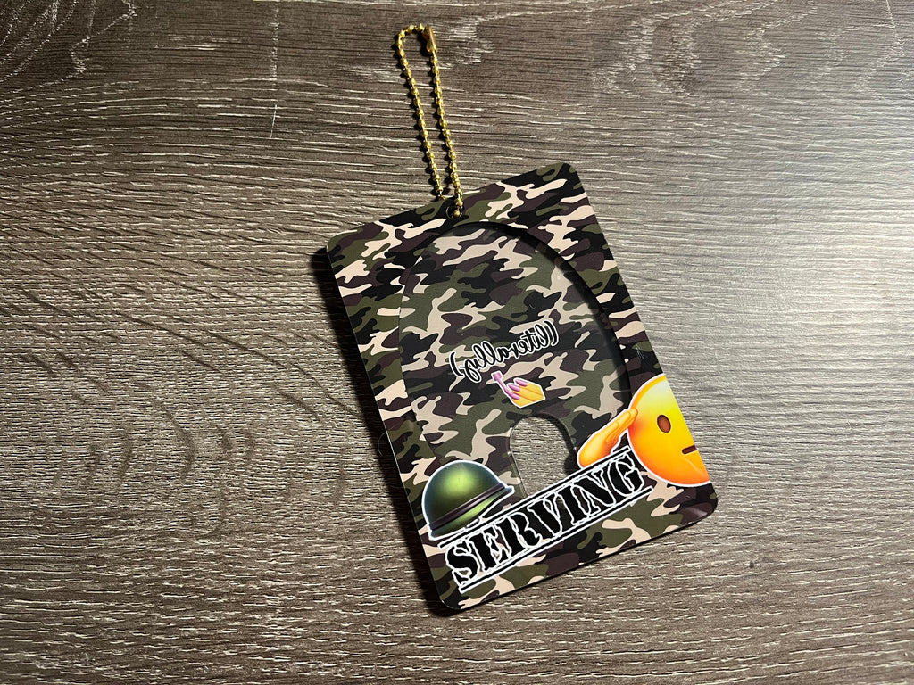 Literally Serving Camo Military Enlistment Acrylic Photocard Keychain Frame Holder K-Pop Photocards Instax Polaroids ID Case