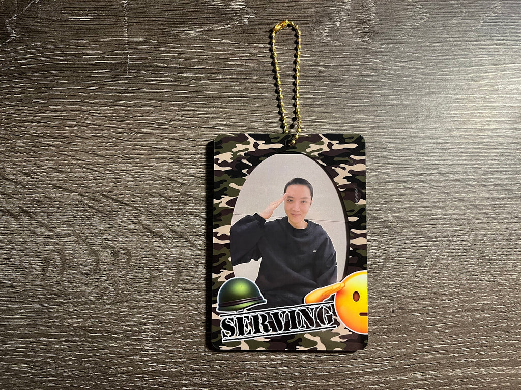 Literally Serving Camo Military Enlistment Acrylic Photocard Keychain Frame Holder K-Pop Photocards Instax Polaroids ID Case