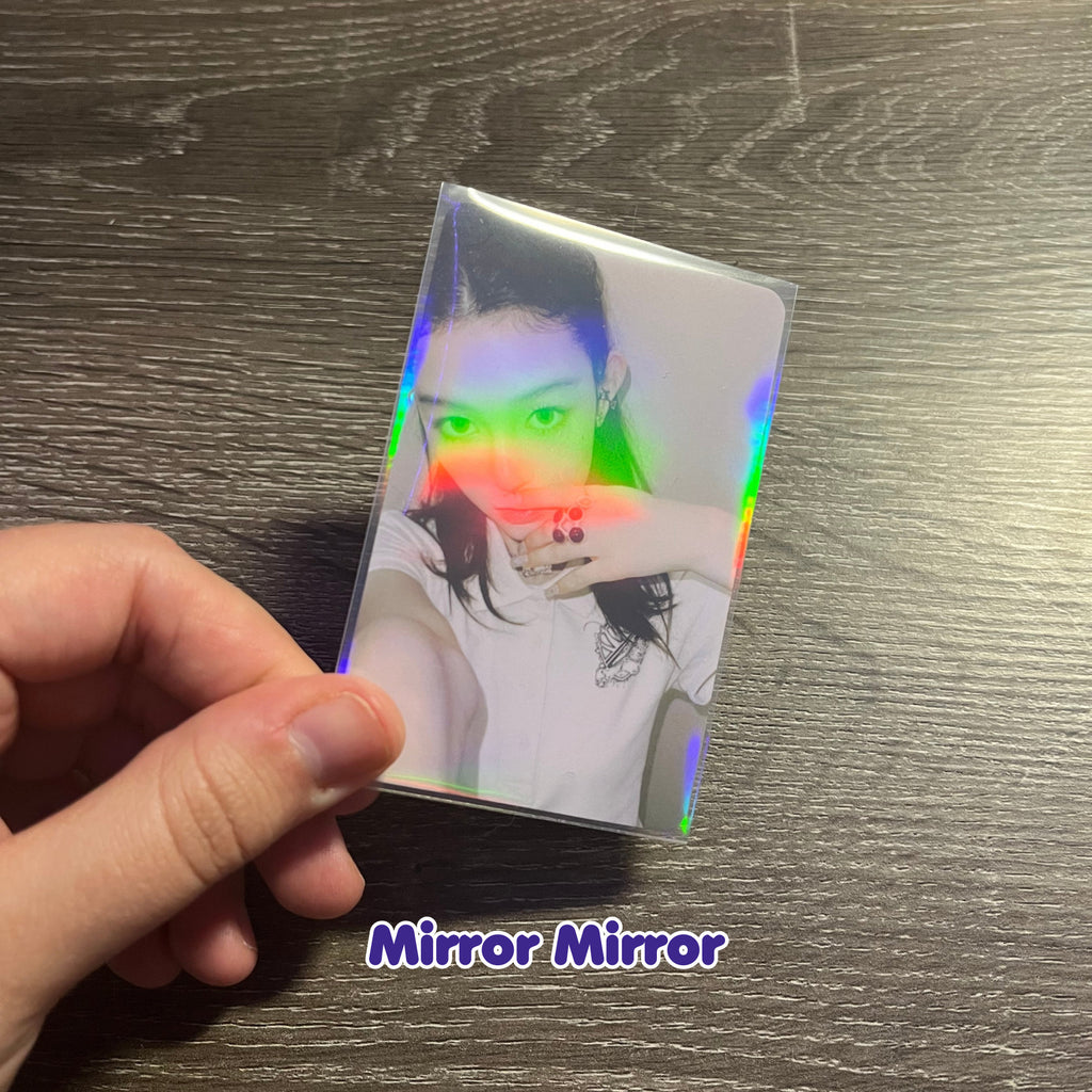 50 Holographic Perfect Fit Card Sleeves for K-Pop Photocards 57x88mm Hearts Shatter Mirror Stars Acid Free Collection Collect Book Cute