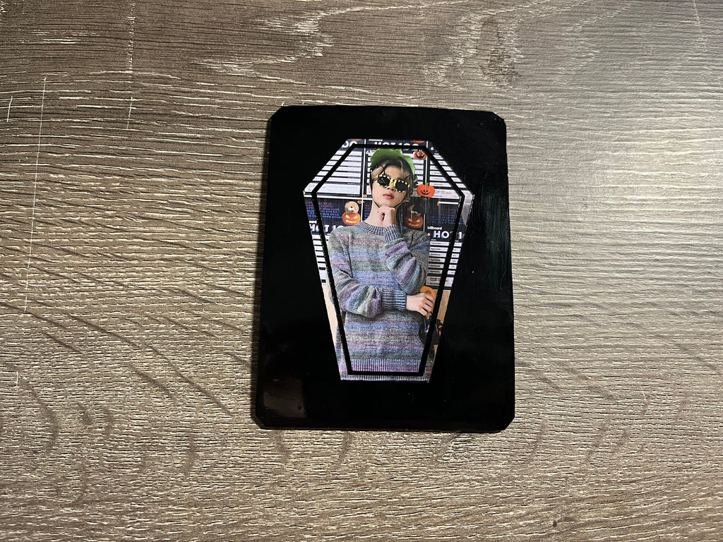 One Coffin Toploader KPop 3x4 Photocard Protector for Deco Trading Spooky Halloween Creepy Custom