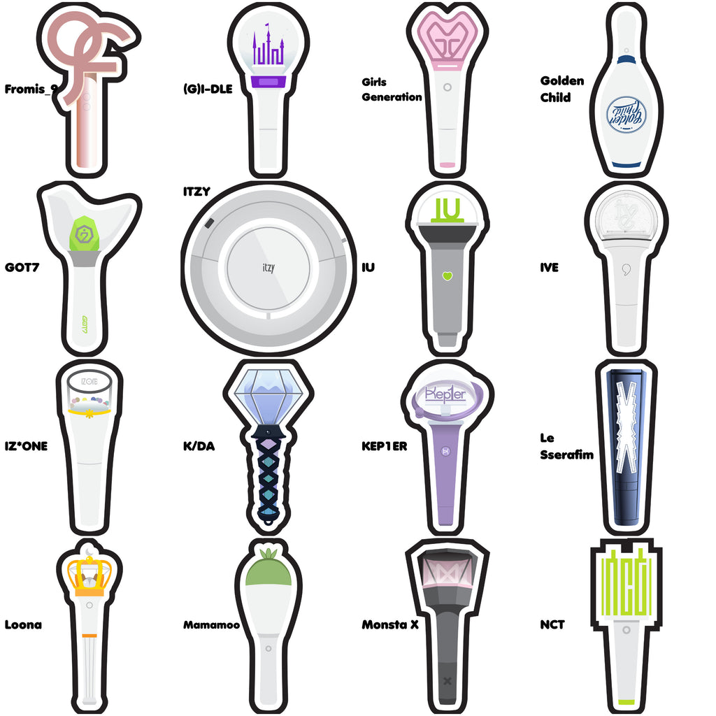 KPop Lightstick Acrylic Pins 1.5" Blackpink Dreamcatcher LOONA NCT Seventeen Twice SHINee Red Velvet Mamamoo EXO Enhypen Monsta X WayV Got7