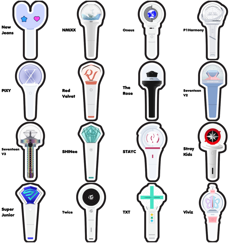 KPop Lightstick Acrylic Pins 1.5" Blackpink Dreamcatcher LOONA NCT Seventeen Twice SHINee Red Velvet Mamamoo EXO Enhypen Monsta X WayV Got7