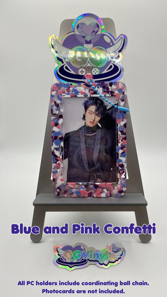 Acrylic Photocard Keychain Frame Holder Blue Pink Purple White Confetti Terrazzo Clear K-Pop Photocards Instax Polaroids ID Case