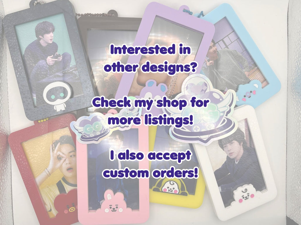 Bangtan Acrylic Photocard Keychain Frame Holder V Taehyung Red Heart Character K-Pop Photocards Instax Polaroids ID Case